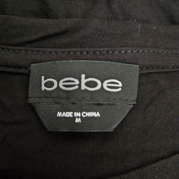 Bebe Top Black Rhinestone T shirt Lips Mouth Size M Short Sleeve Y2K Mcbling - Picture 6 of 7